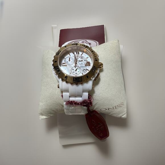 NEW Oniss Paris White MOP Dial White Ceramic Watch main image 11